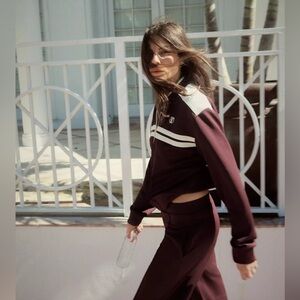 ZARA EMBROIDERED SWEATSHIRT Burgundy Jacket